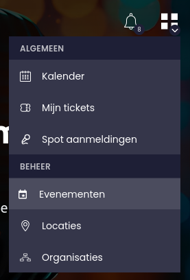 Evenement menu