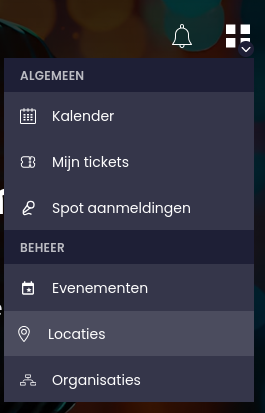 Locatie menu